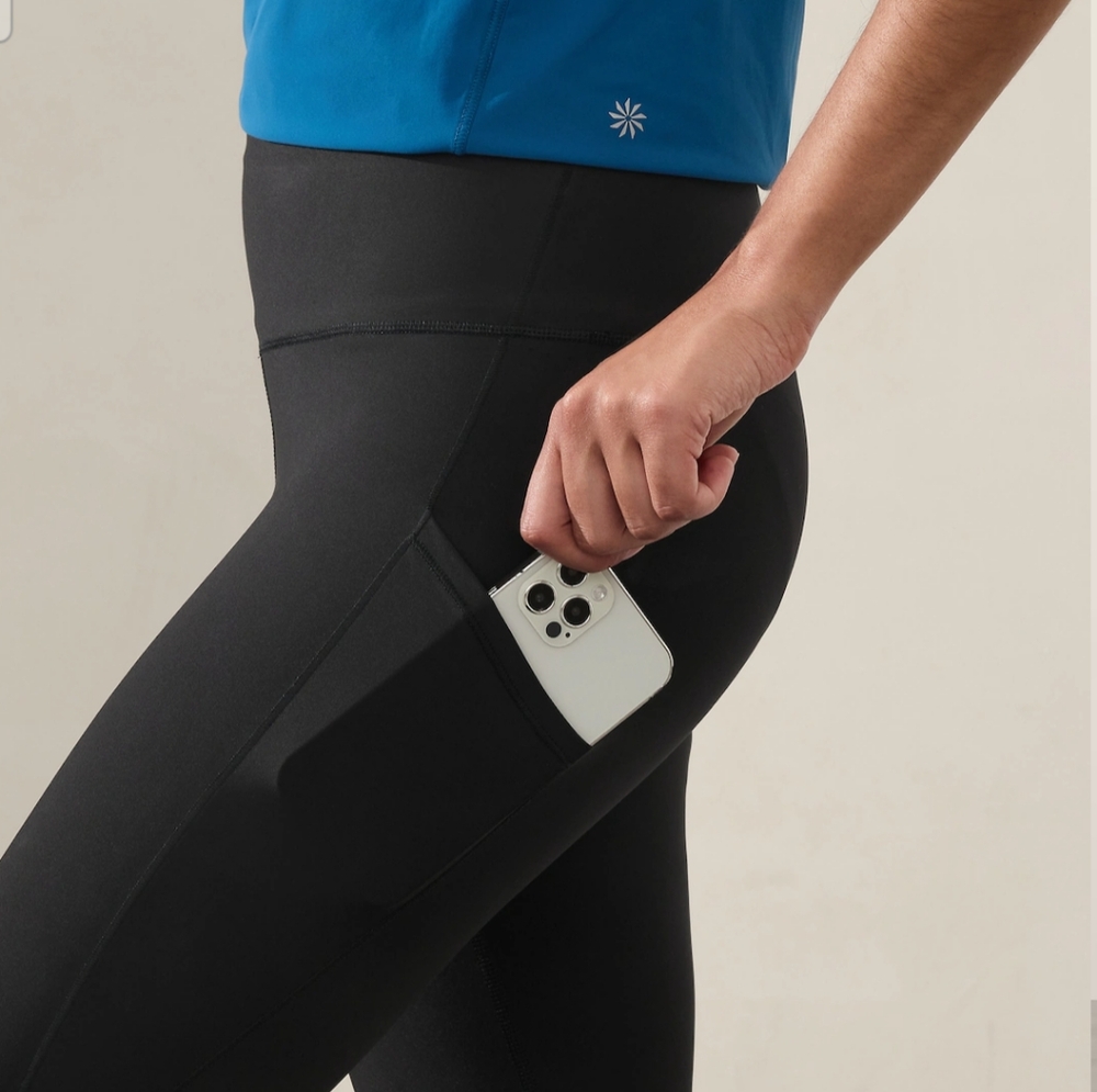 Athleta High Rise Chaturanga Capri Solid Black - Picture 3 of 13